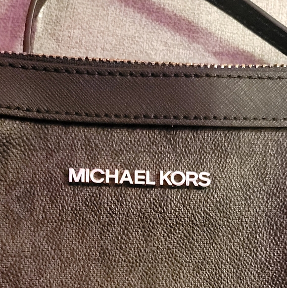 Michael Kors Black Logo Crossbody with Silver Chain Detail - Picture 3 of 4